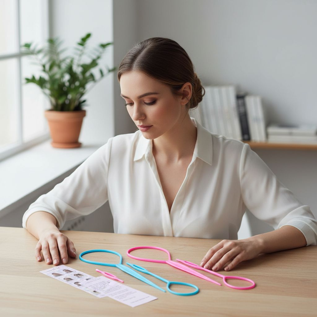 6-piece loop ponytail hair styling tool set in pink, purple, and blue jewel tones — view 4