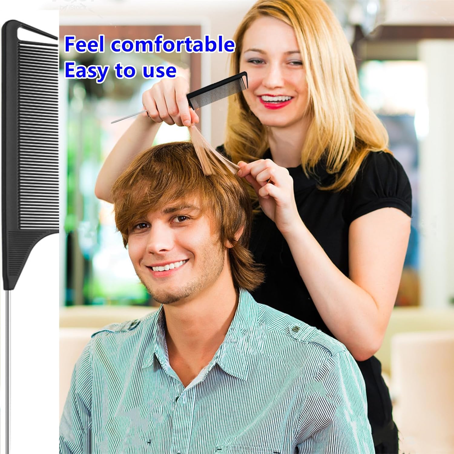 Multi-piece French braiding hair tool set in {color} featuring topsy tail tool, braiding rings, and metal parting combs — view 3
