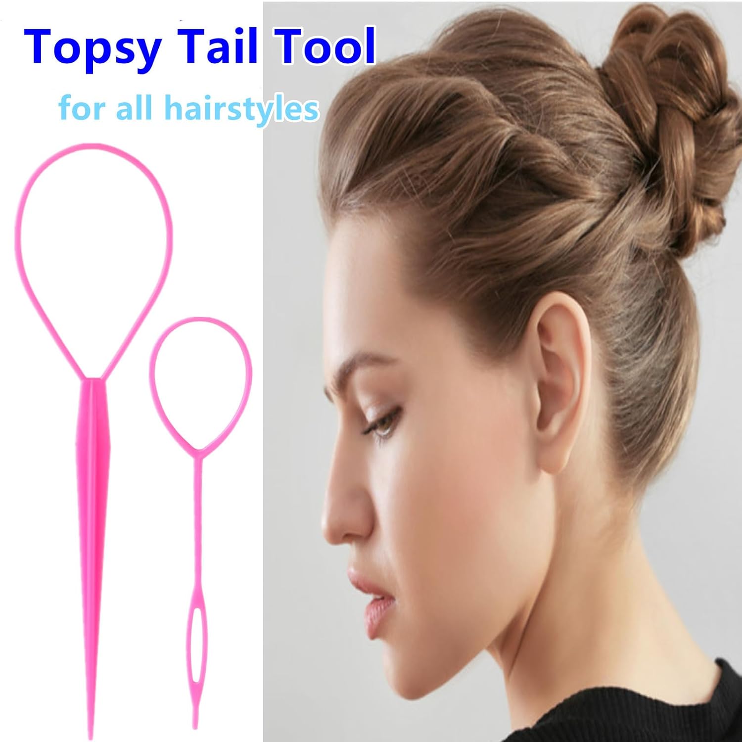 Multi-piece French braiding hair tool set in {color} featuring topsy tail tool, braiding rings, and metal parting combs — view 4