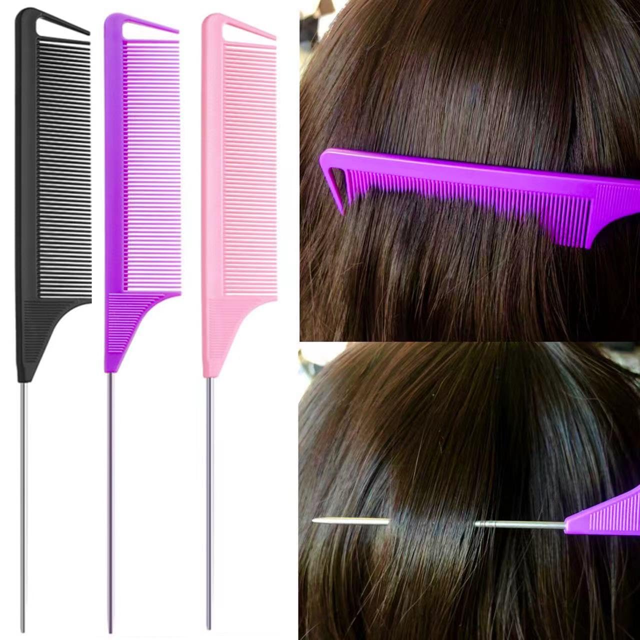 Multi-piece French braiding hair tool set in {color} featuring topsy tail tool, braiding rings, and metal parting combs — view 2