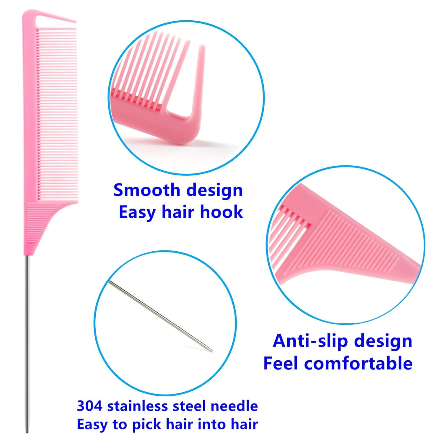 Multi-piece French braiding hair tool set in {color} featuring topsy tail tool, braiding rings, and metal parting combs — view 3