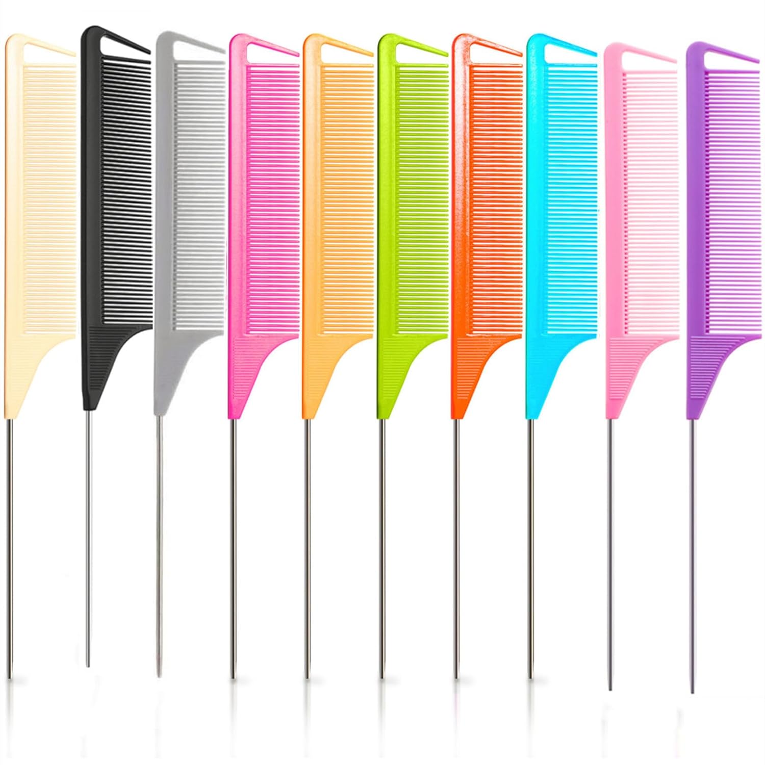 Multi-piece French braiding hair tool set in {color} featuring topsy tail tool, braiding rings, and metal parting combs — view 5