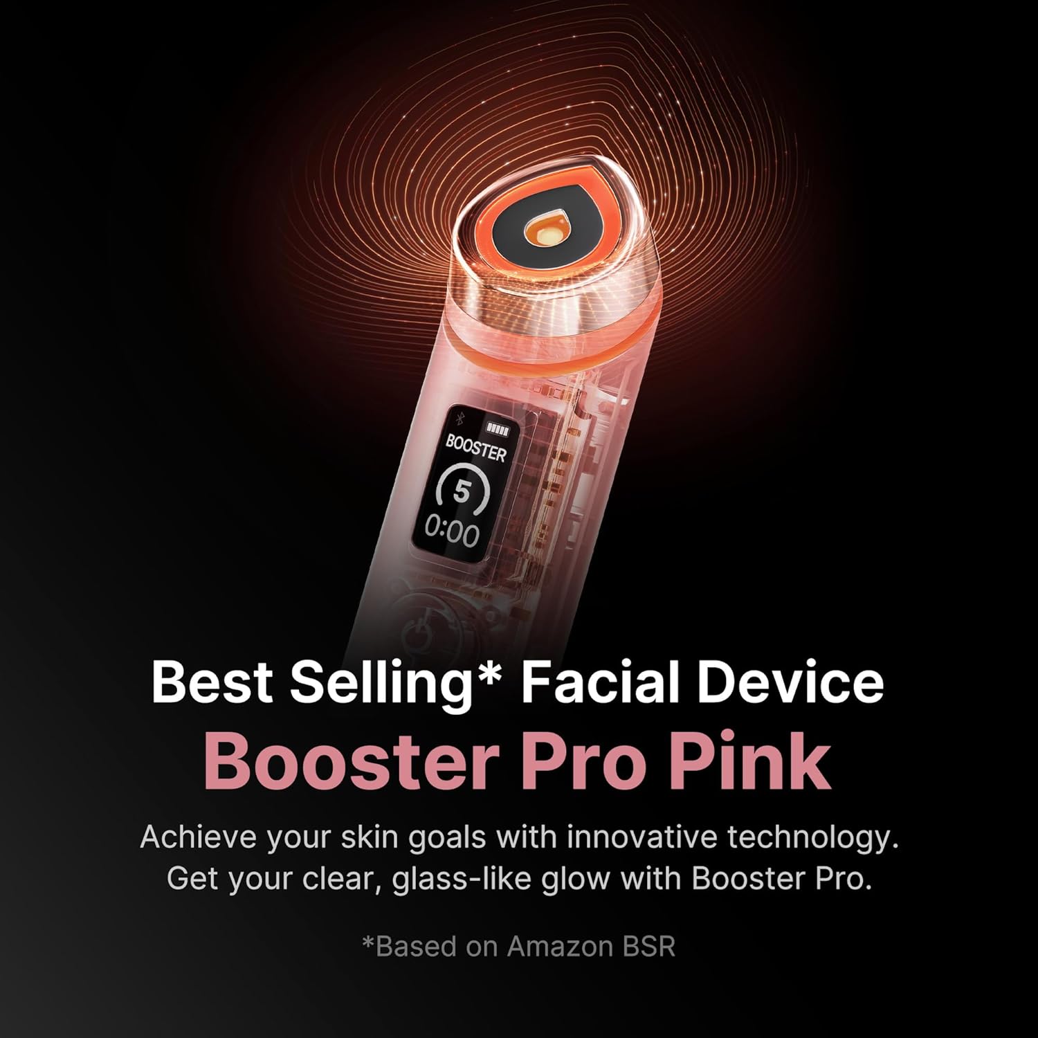 Pink real glass gua sha beauty massager with curved edges for facial massage and skin firming — view 2