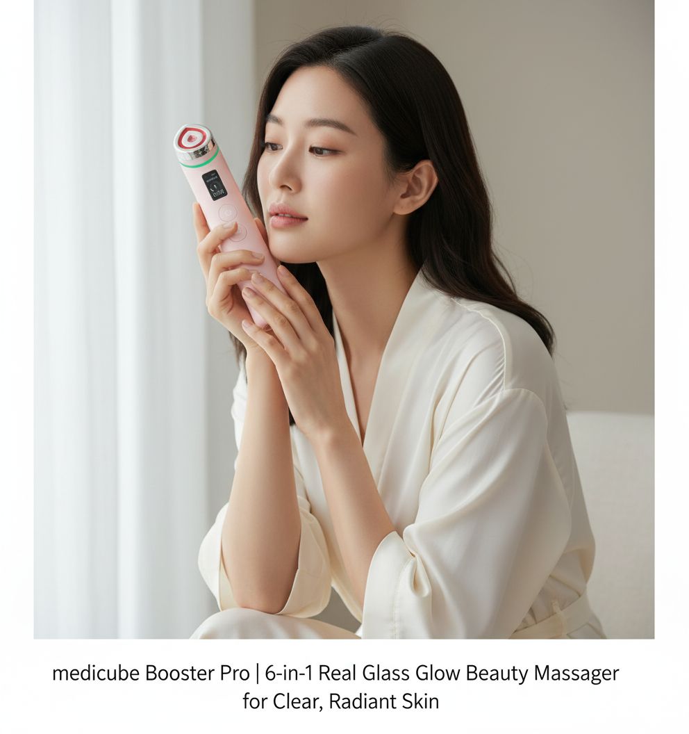 Pink real glass gua sha beauty massager with curved edges for facial massage and skin firming — view 6