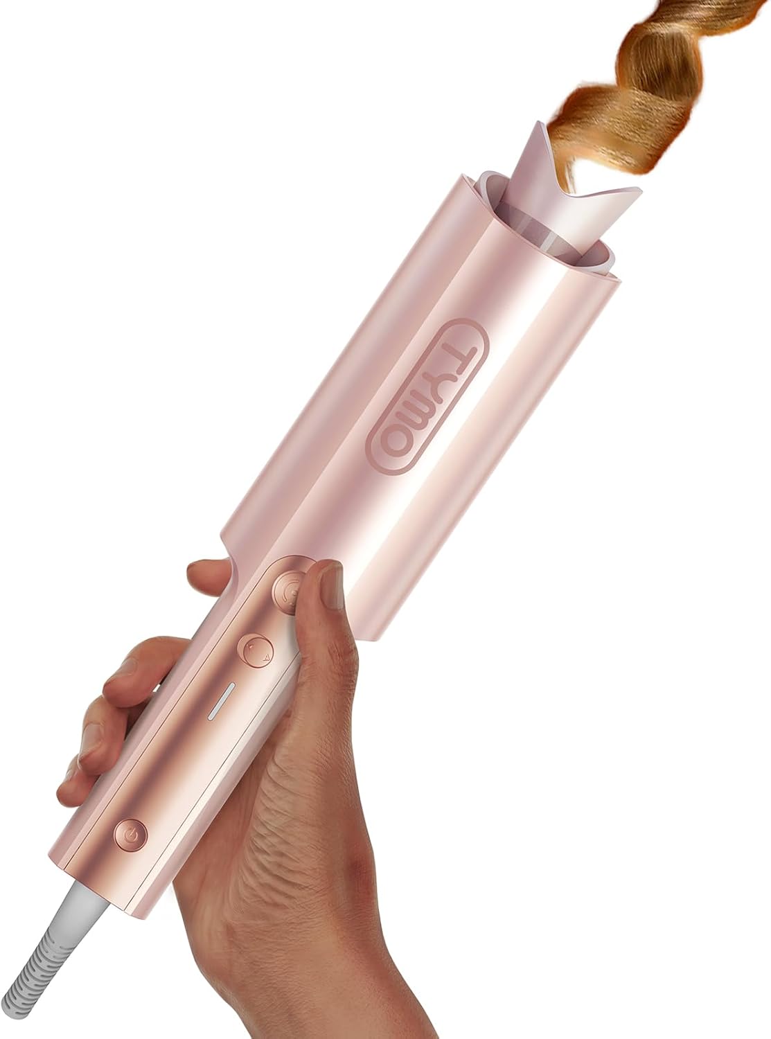 Gold ionic ceramic rotating curling iron with 1-inch barrel for long hair styling — view 5