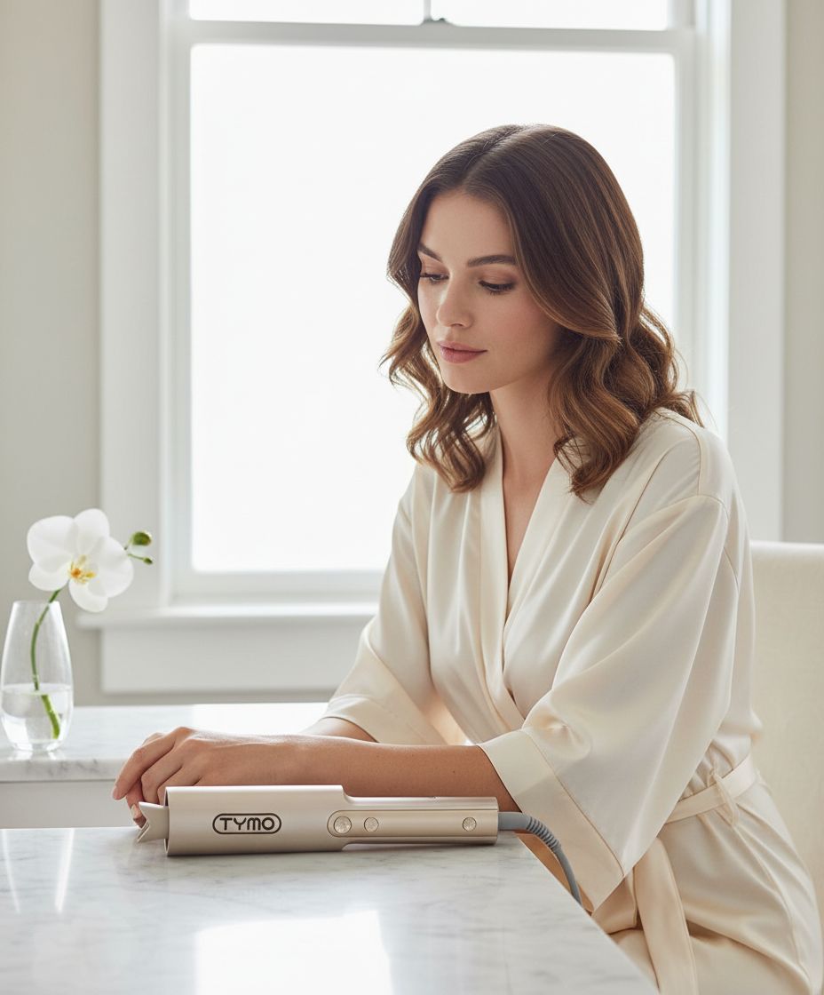 Gold ionic ceramic rotating curling iron with 1-inch barrel for long hair styling — view 2