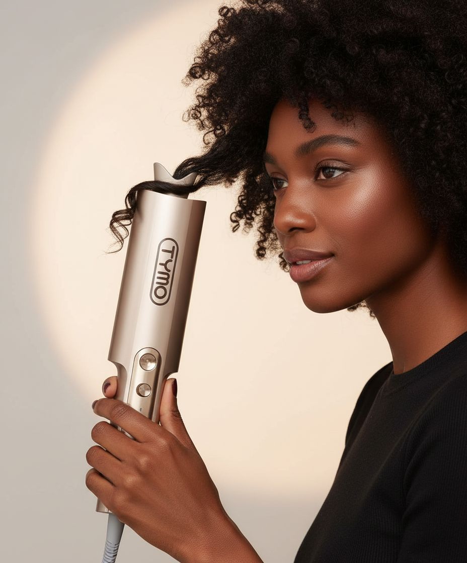 Gold ionic ceramic rotating curling iron with 1-inch barrel for long hair styling — view 6