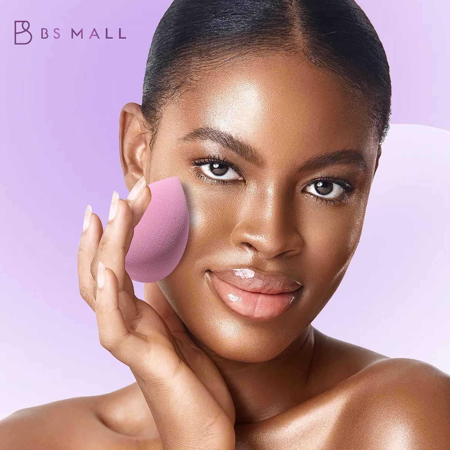 Triangle makeup sponge in [color] from 14-piece set with storage case for liquid, cream, and powder application — view 3