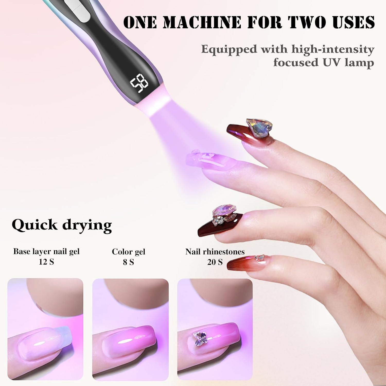 {color} professional cordless nail drill with 2-in-1 design for acrylic, gel, and dip powder nails — view 2
