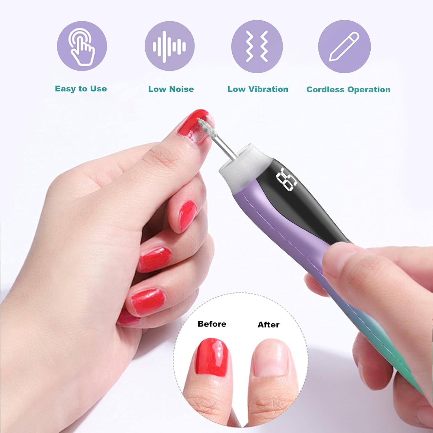 {color} professional cordless nail drill with 2-in-1 design for acrylic, gel, and dip powder nails — view 3