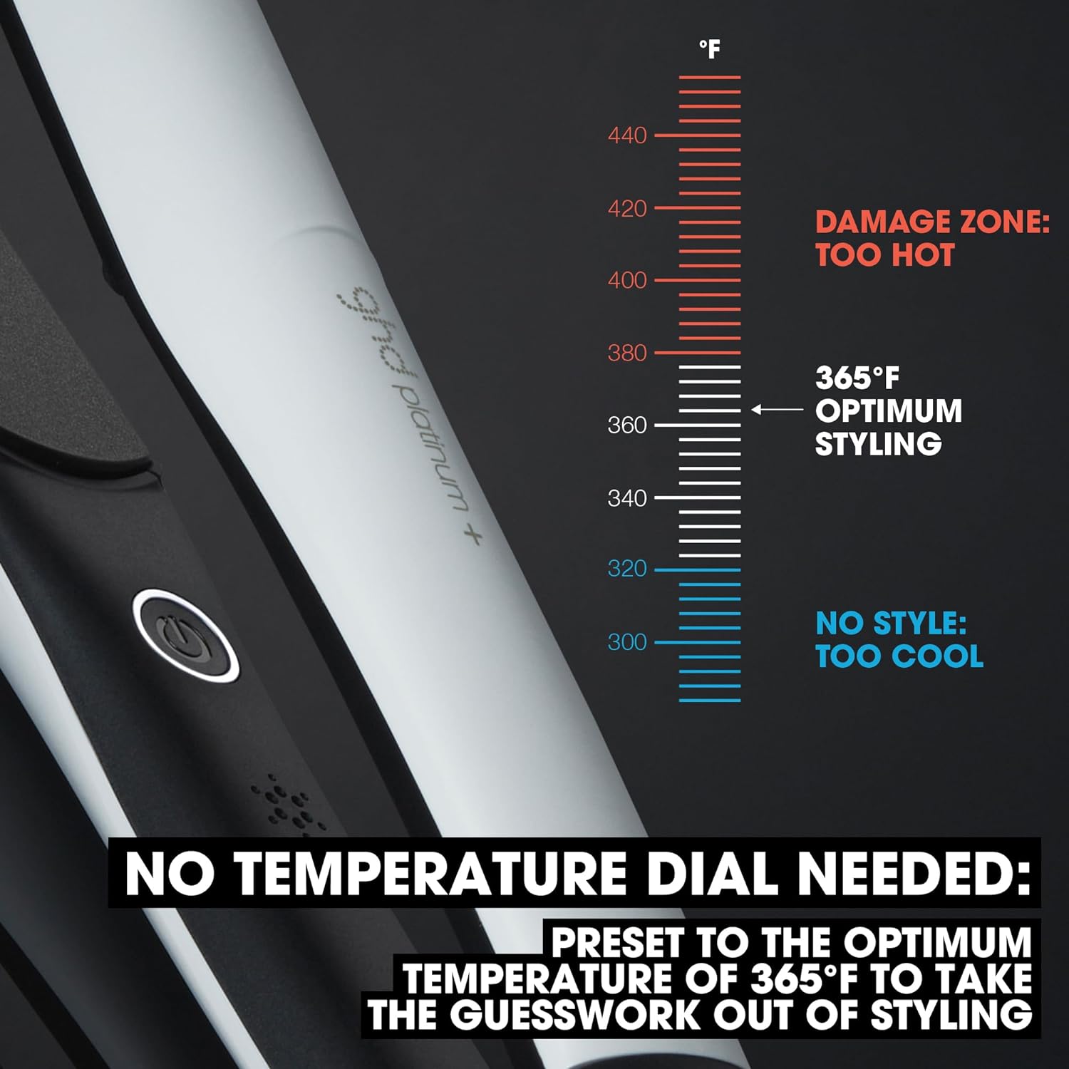 ghd Platinum+ black ceramic 1-inch flat iron hair straightener for professional styling — view 2