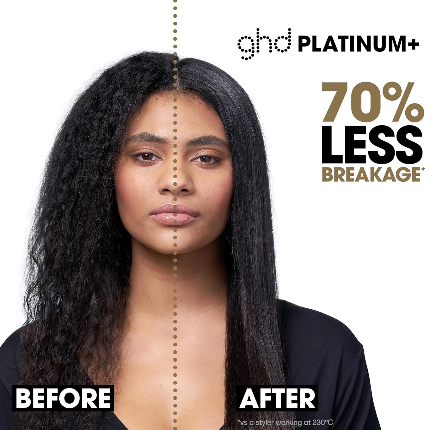 ghd Platinum+ black ceramic 1-inch flat iron hair straightener for professional styling — view 3