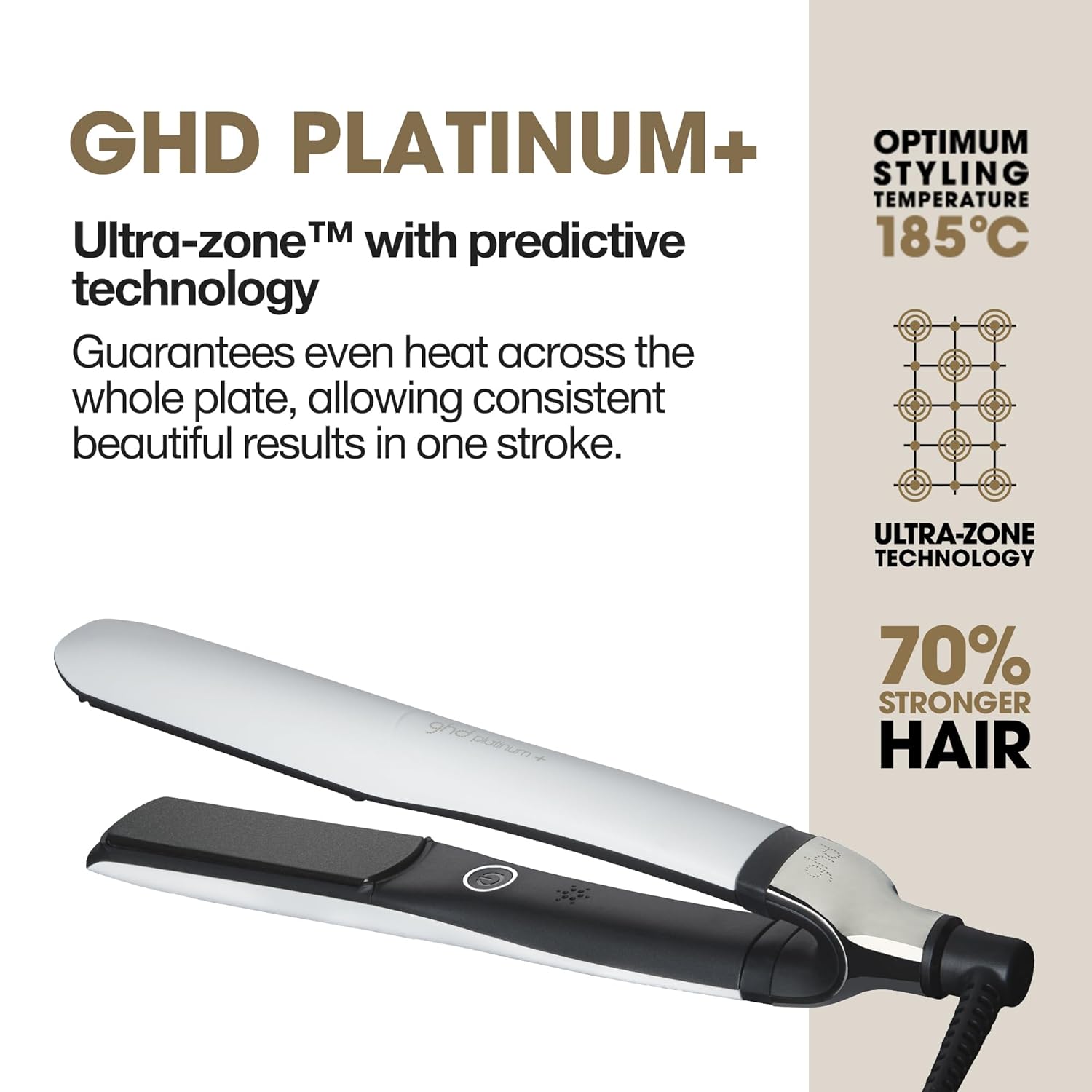 ghd Platinum+ black ceramic 1-inch flat iron hair straightener for professional styling — view 4