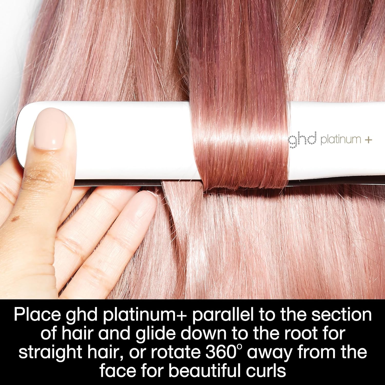 ghd Platinum+ black ceramic 1-inch flat iron hair straightener for professional styling — view 2