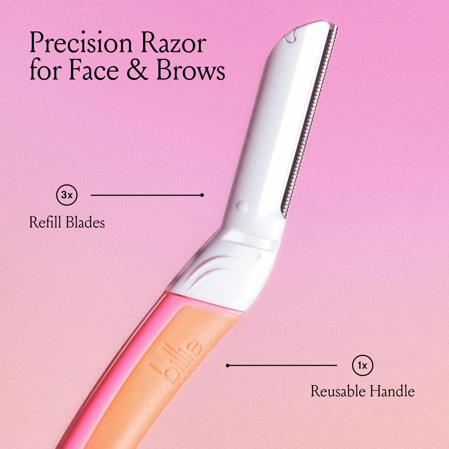 Minimalist dermaplane starter kit in neutral tones with reusable handle and refill blades for facial hair removal — view 2