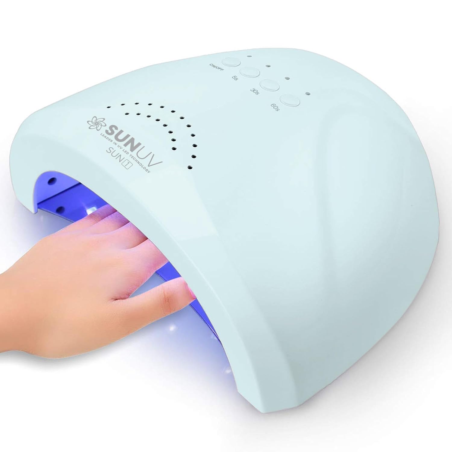 Blue UV LED nail lamp with auto sensor and dual-light technology for gel polish curing — view 1