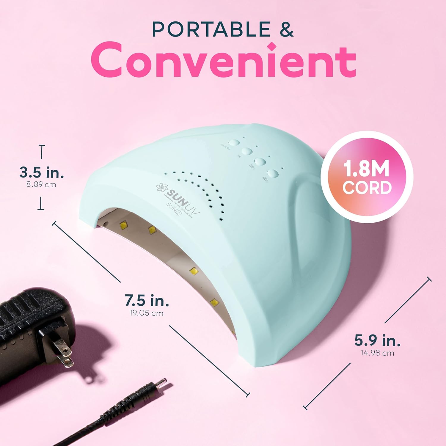 Blue UV LED nail lamp with auto sensor and dual-light technology for gel polish curing — view 2