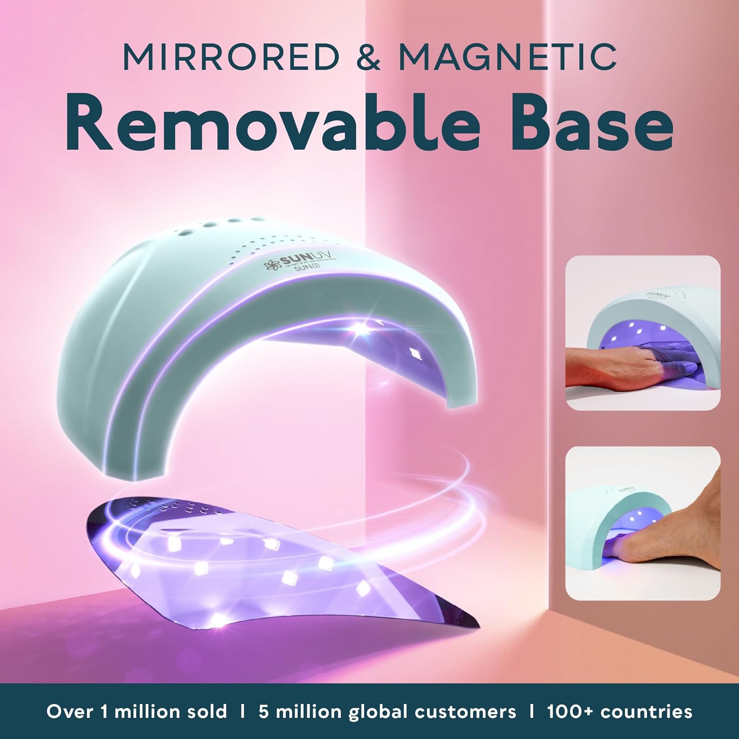 Blue UV LED nail lamp with auto sensor and dual-light technology for gel polish curing — view 3