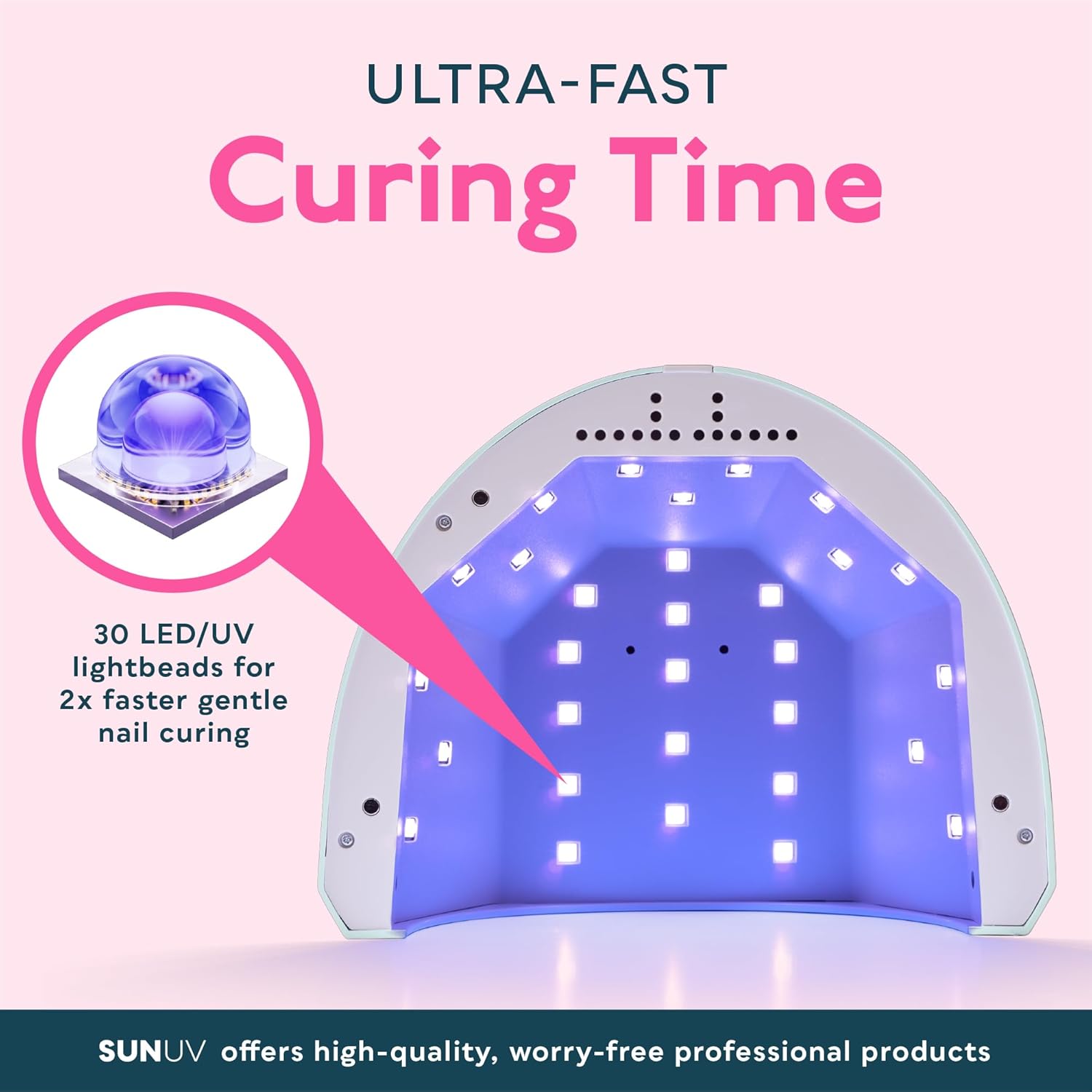 Blue UV LED nail lamp with auto sensor and dual-light technology for gel polish curing — view 4