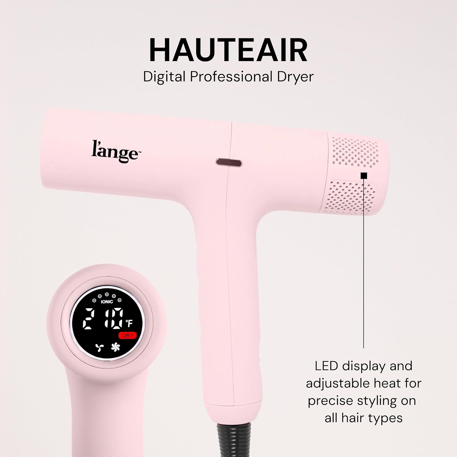 Digital professional hair dryer with LED display and brushless motor in {color}, featuring negative ion technology for frizz control — view 4