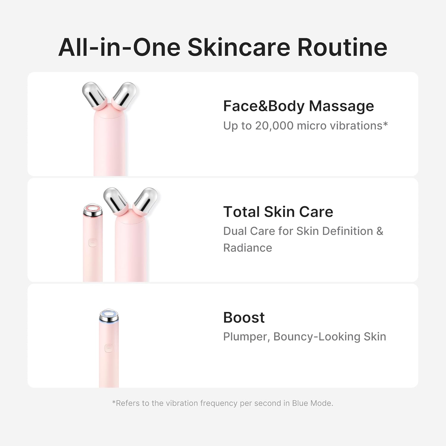 Pink vibrating face roller with massage head for jawline contouring and depuffing treatment — view 5