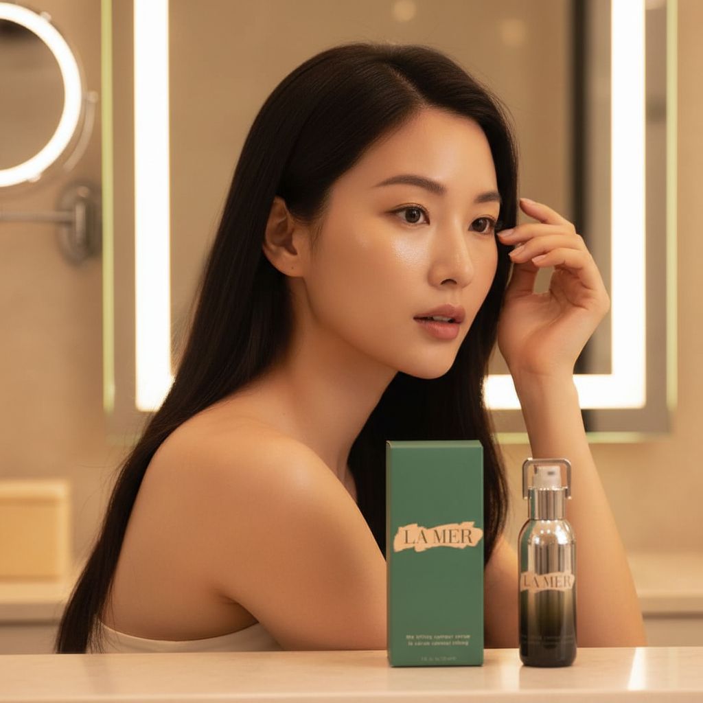 La Mer Lifting Contour Serum in neutral apothecary bottle, professional skincare for facial contouring — view 6