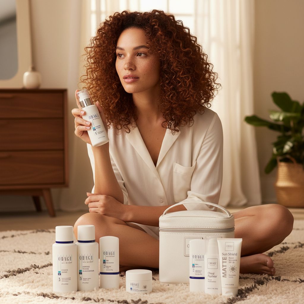 Medical-grade retinol and hydration skincare system in neutral apothecary bottles, 7-piece kit for dry skin treatment — view 3a