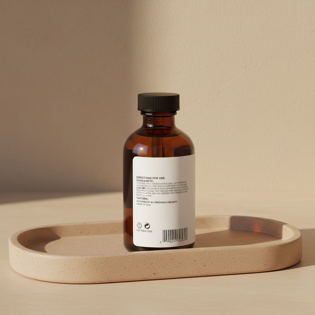 Hydrating facial oil with jojoba oil and vitamin E in neutral amber bottle, showcasing apothecary-luxe skincare product — view 2