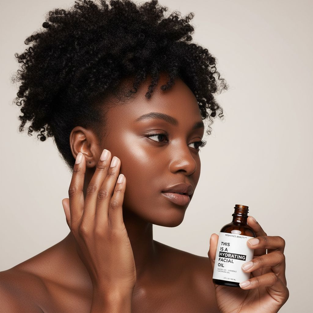 Hydrating facial oil with jojoba oil and vitamin E in neutral amber bottle, showcasing apothecary-luxe skincare product — view 5a
