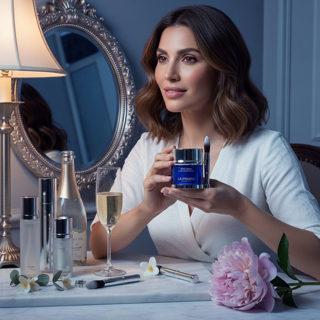 Luxe overnight sleep mask in neutral apothecary-style packaging, designed for firming and hydration — view 3a