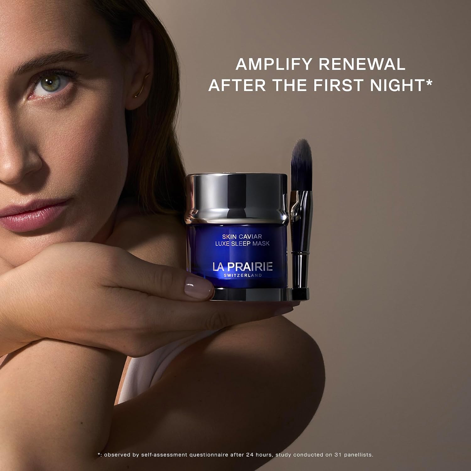 Luxe overnight sleep mask in neutral apothecary-style packaging, designed for firming and hydration — view 4