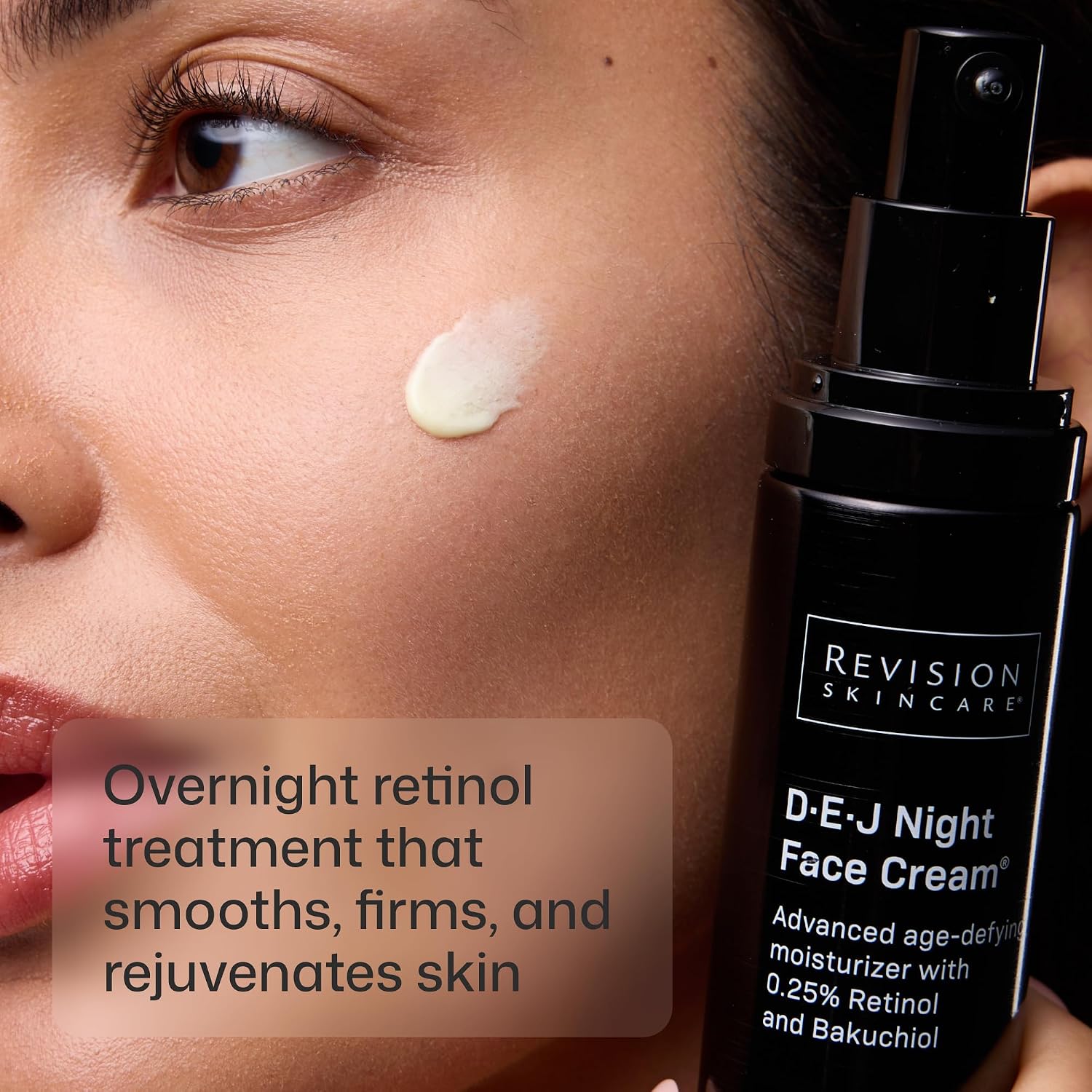 Apothecary-luxe retinol and bakuchiol night cream in neutral glass jar with dropper, anti-aging moisturizer for evening skincare — view 2