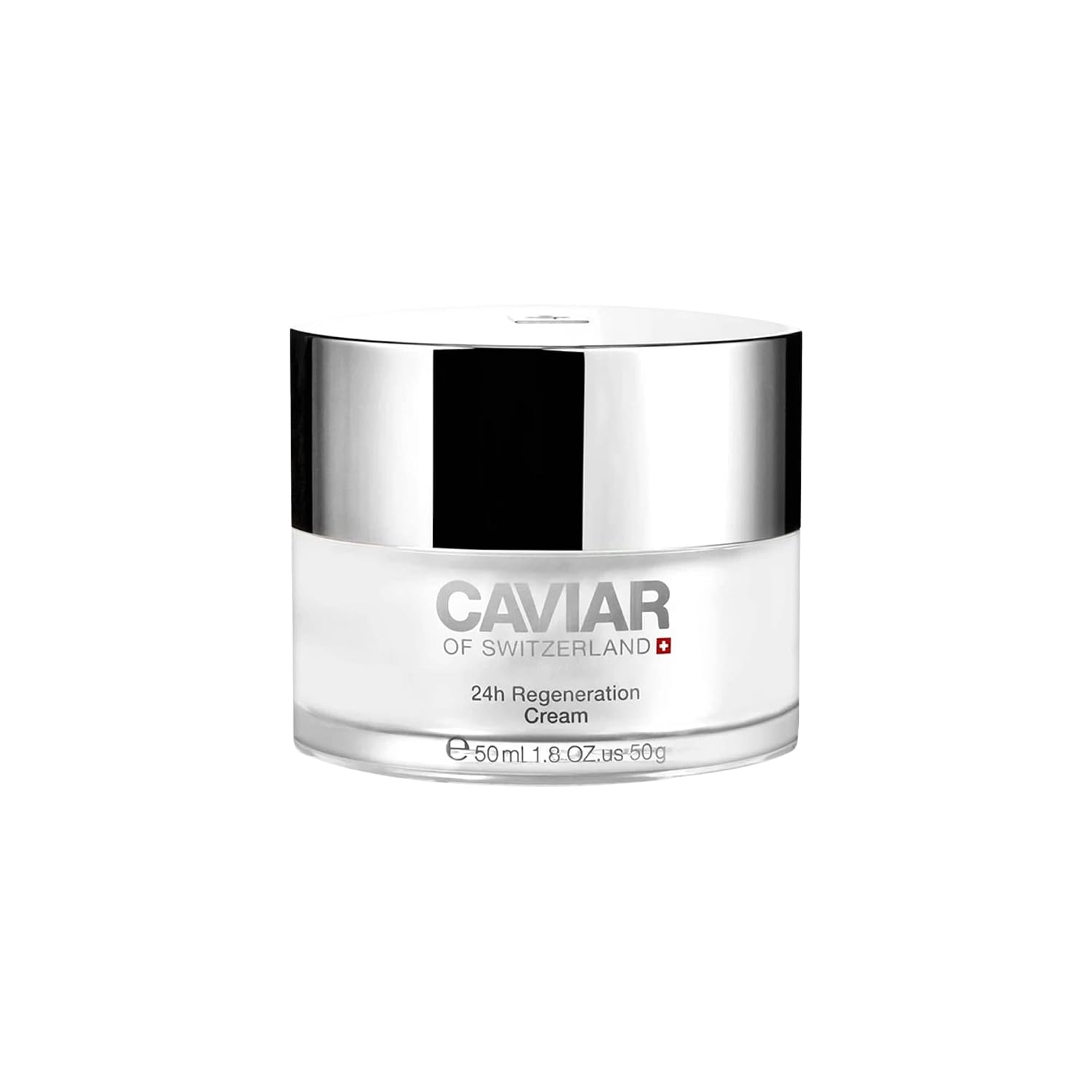 Anti-aging face moisturizer cream with hyaluronic acid and resveratrol in neutral beige jar, featuring regenerating formula for aging spots — view 1