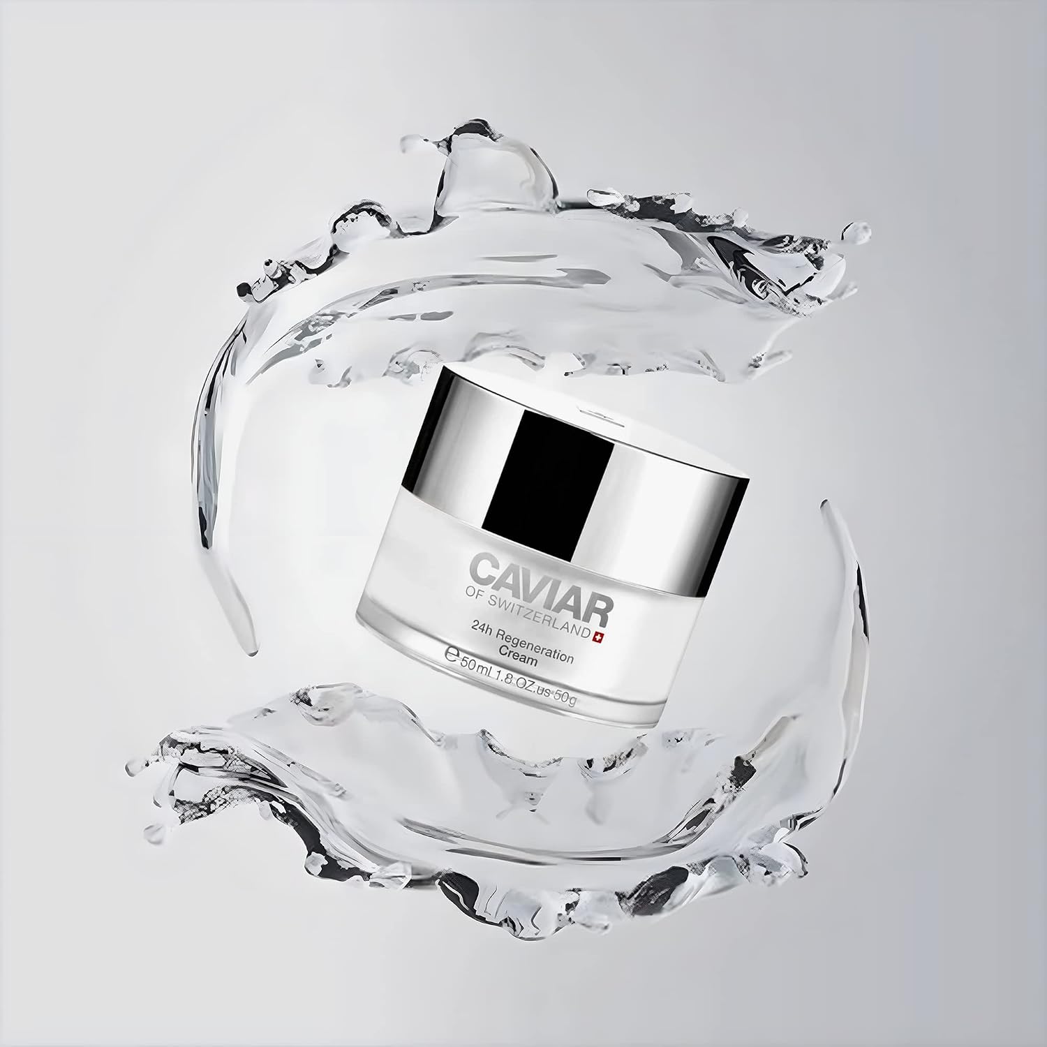 Anti-aging face moisturizer cream with hyaluronic acid and resveratrol in neutral beige jar, featuring regenerating formula for aging spots — view 3