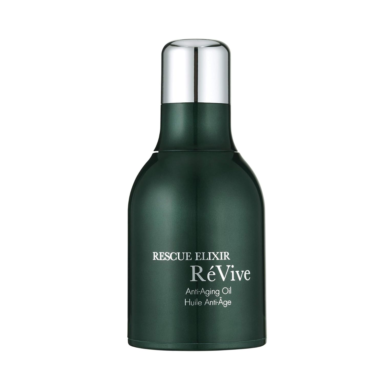 Anti-aging face oil with peptides and murumuru butter in neutral apothecary-style bottle, shown in warm lighting — front
