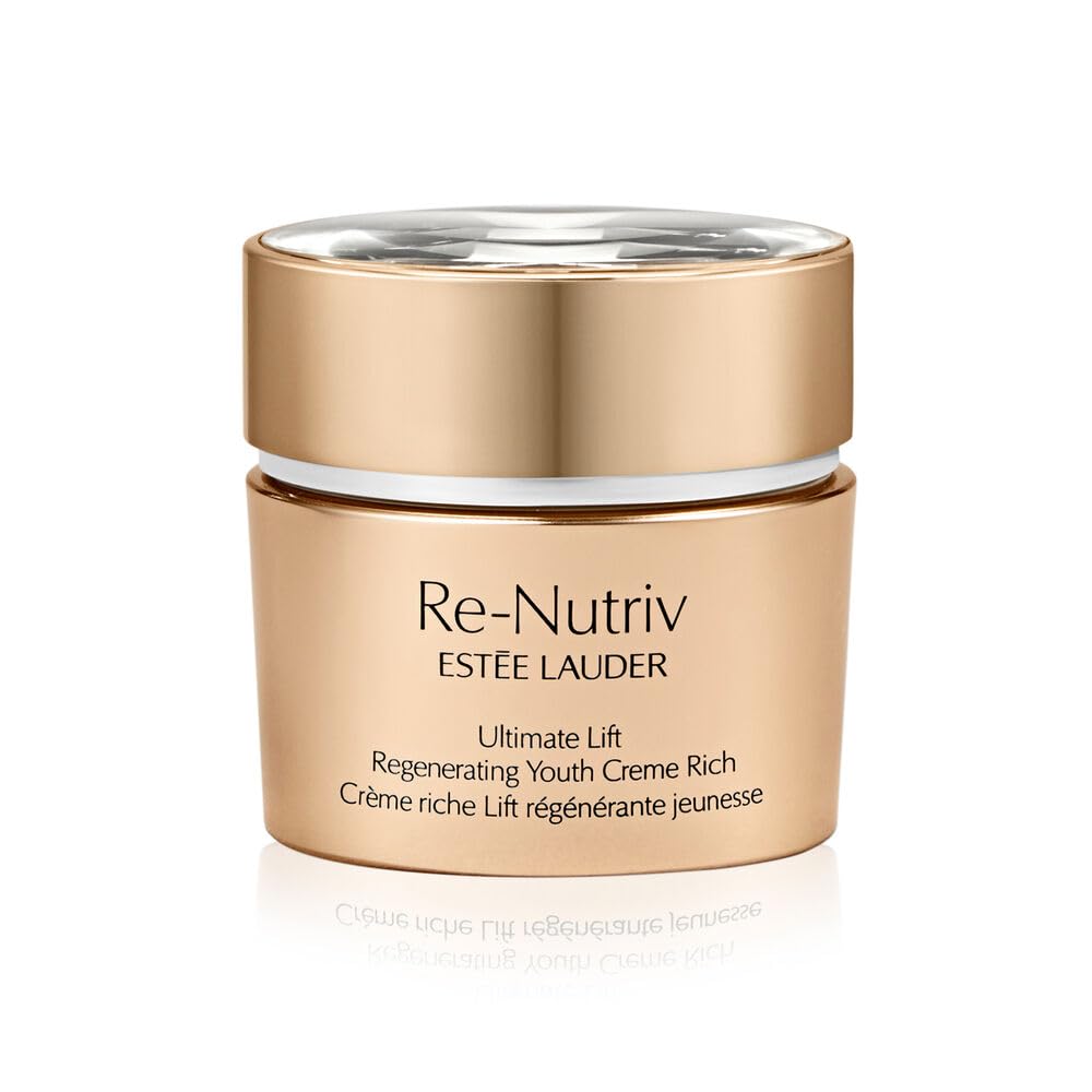 Estée Lauder Re-Nutriv Ultimate Lift Regenerating Youth Cream in neutral apothecary jar, premium anti-aging moisturizer — front