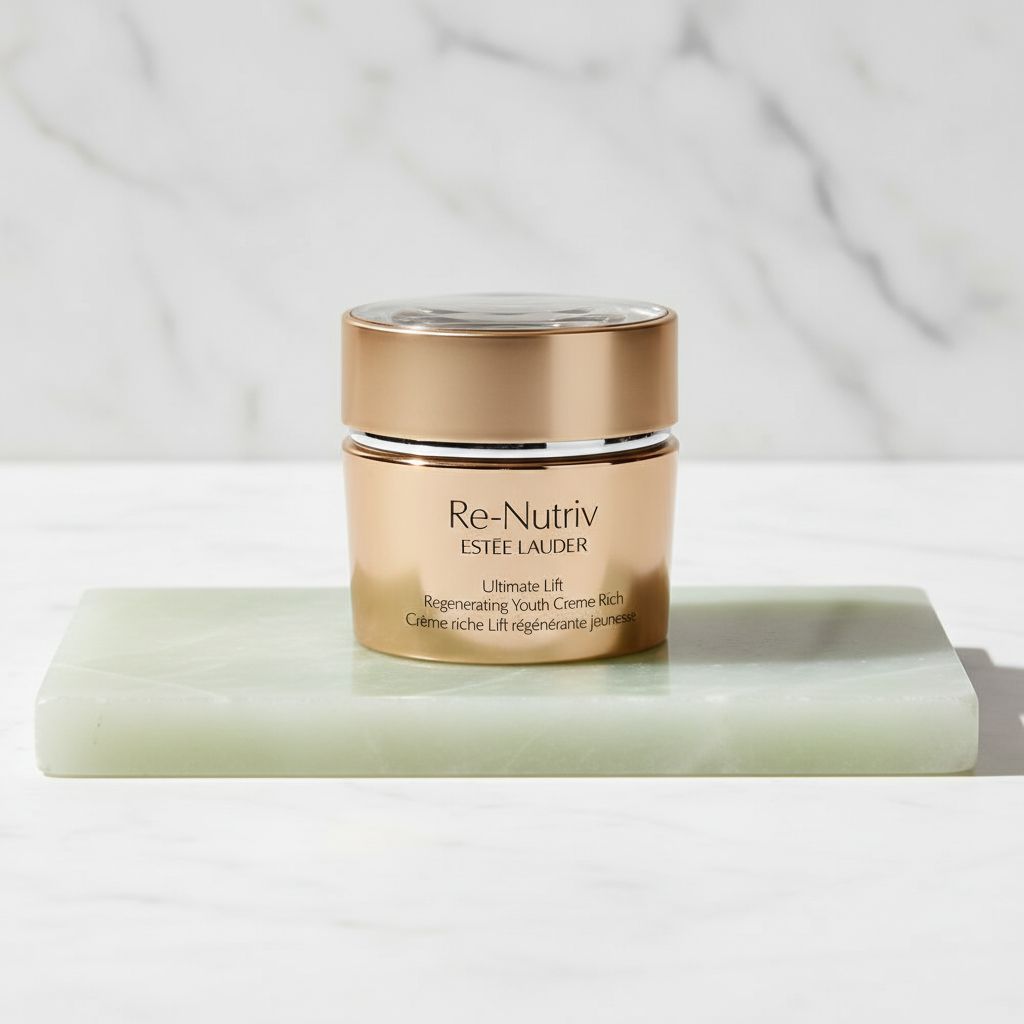 Estée Lauder Re-Nutriv Ultimate Lift Regenerating Youth Cream in neutral apothecary jar, premium anti-aging moisturizer — view 3