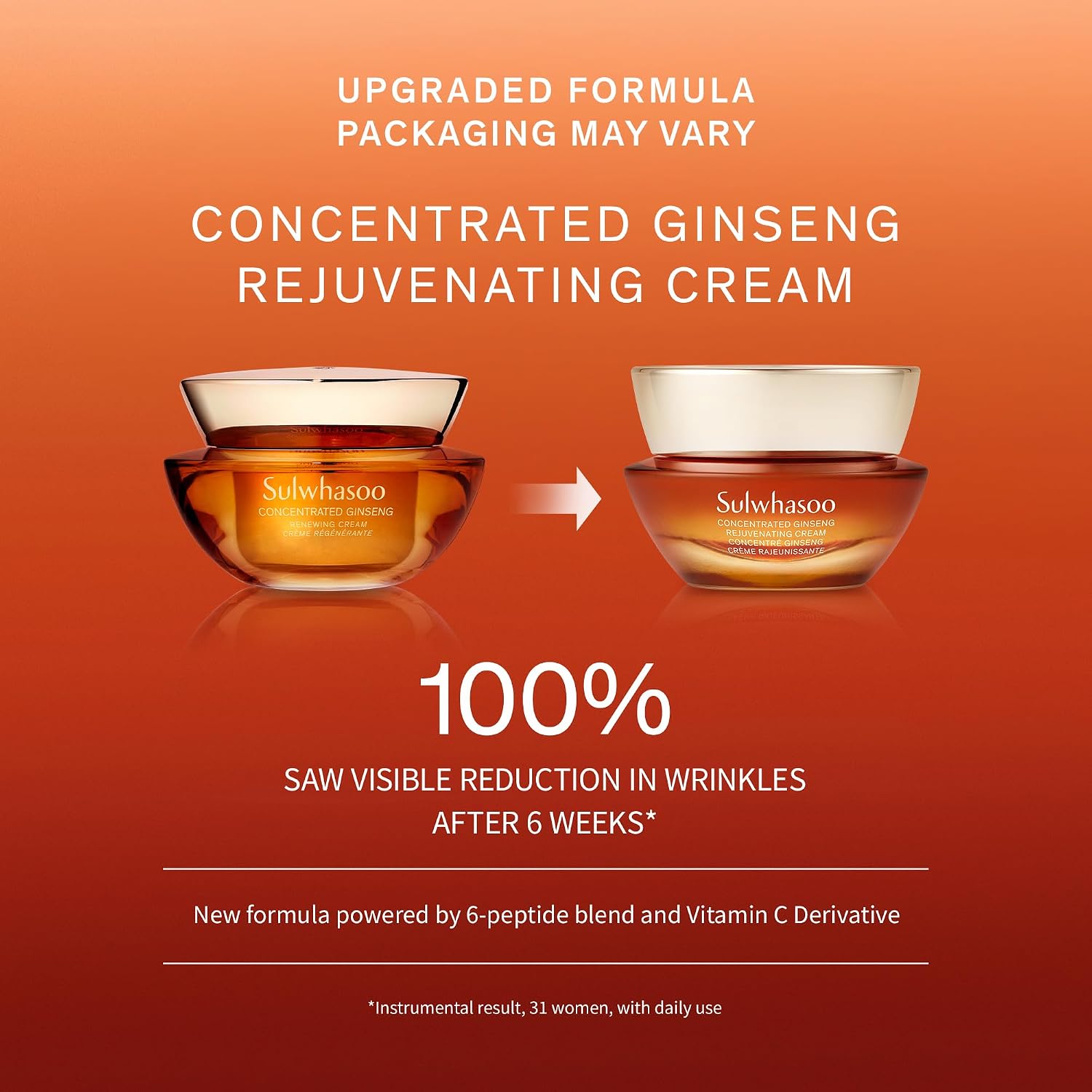 Concentrated ginseng rejuvenating cream with peptides and squalane in neutral-toned jar, anti-aging moisturizer for all skin types — view 2