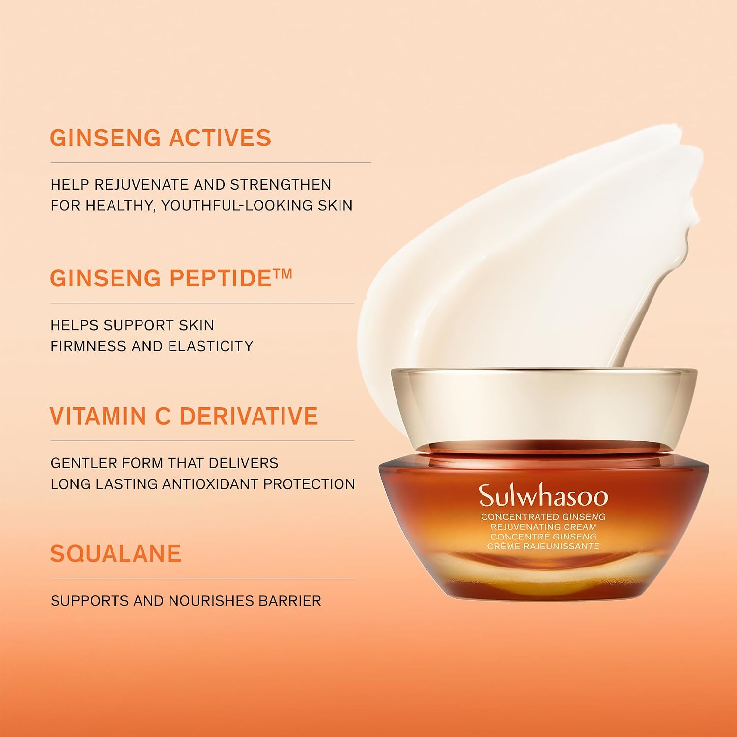 Concentrated ginseng rejuvenating cream with peptides and squalane in neutral-toned jar, anti-aging moisturizer for all skin types — view 3