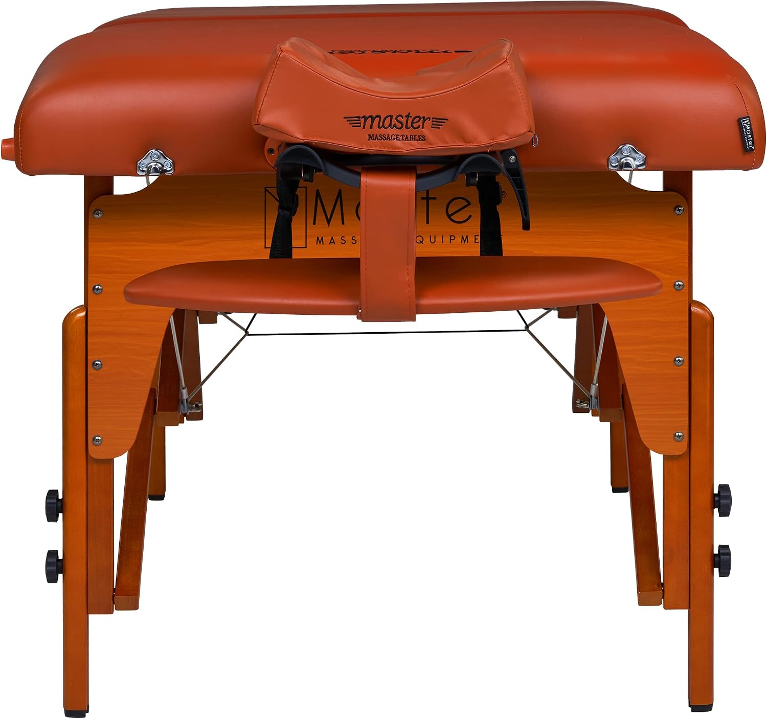 Mountain red portable massage table with memory foam cushioning and reiki leg panels for professional spa treatments — view 3