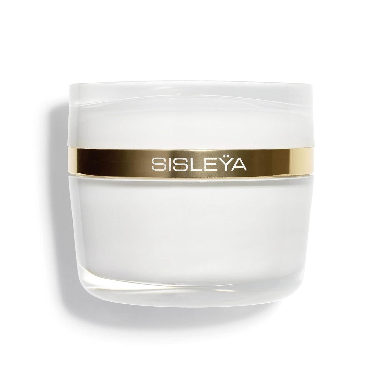 Anti-aging gel cream for oily skin in clear glass jar with pump dispenser, showing lightweight non-greasy formula — view 1
