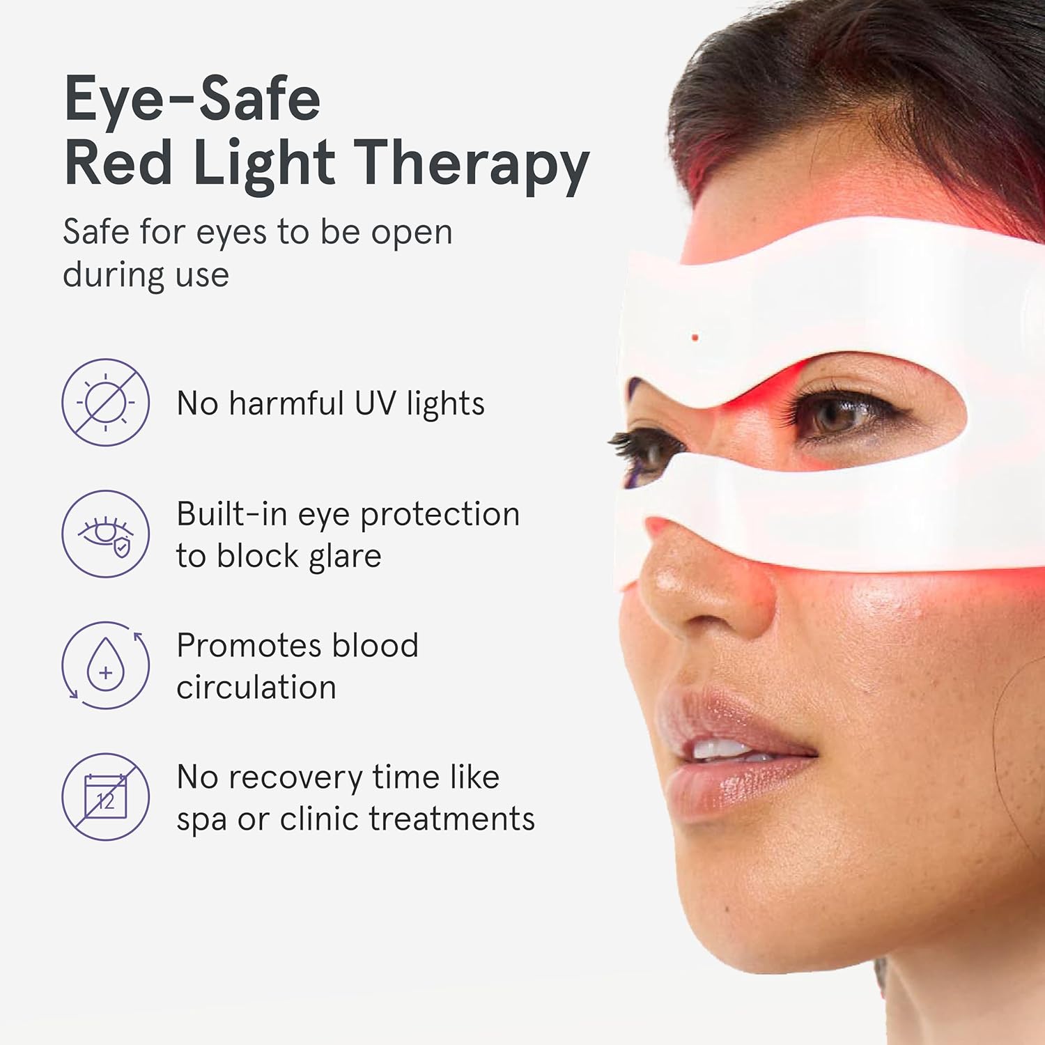 Black red light therapy eye mask with 180 LEDs for under-eye wrinkles and dark circles treatment — view 3