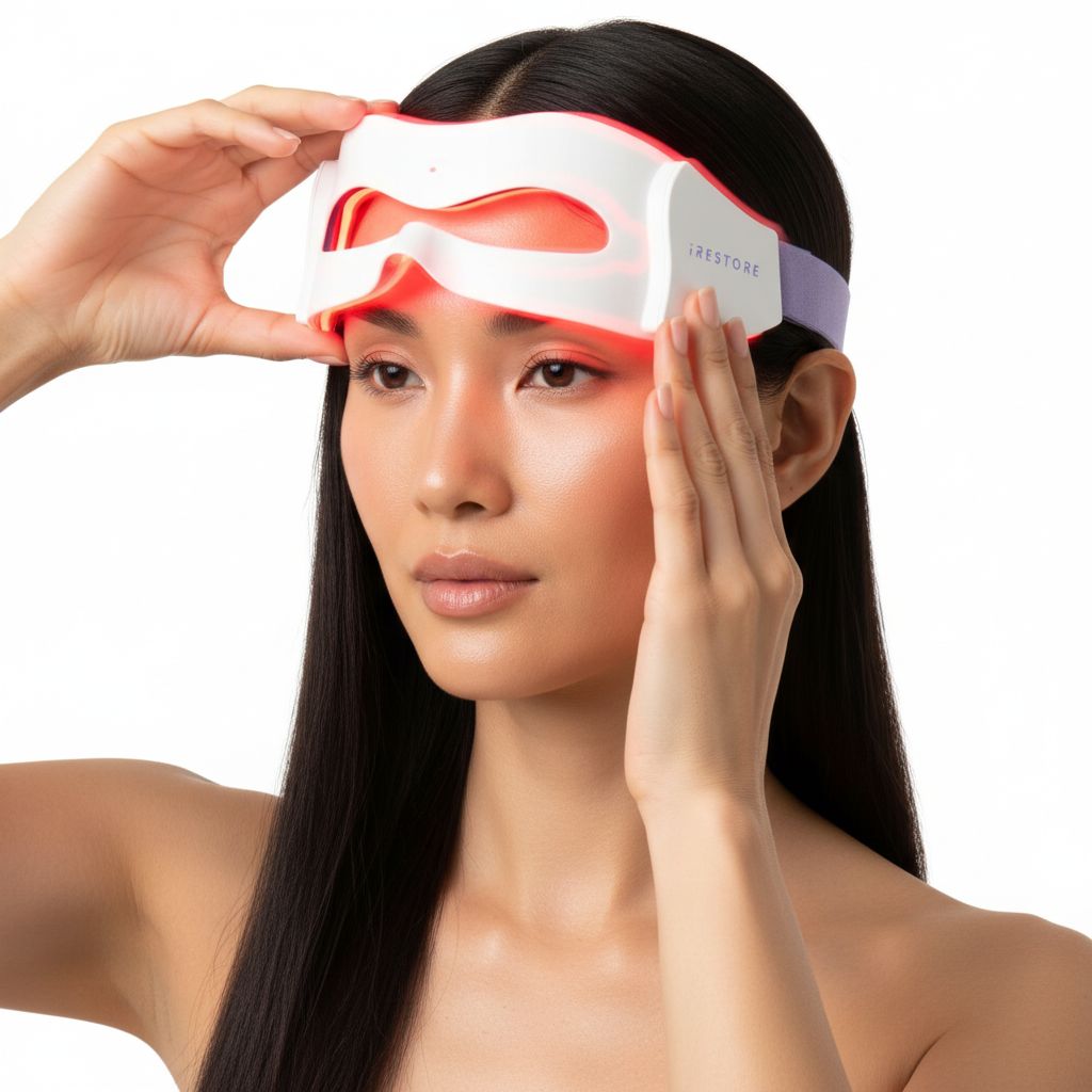 Black red light therapy eye mask with 180 LEDs for under-eye wrinkles and dark circles treatment — view 3a