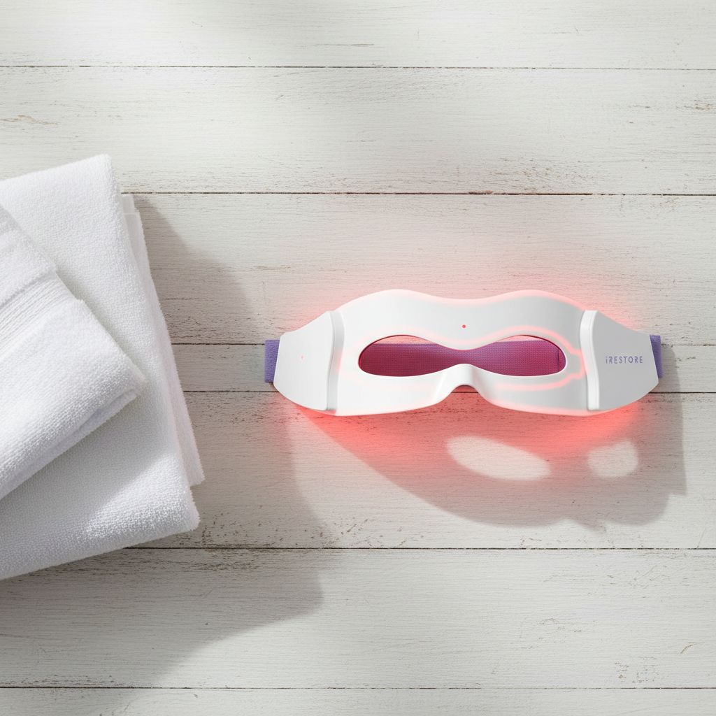 Black red light therapy eye mask with 180 LEDs for under-eye wrinkles and dark circles treatment — view 7a