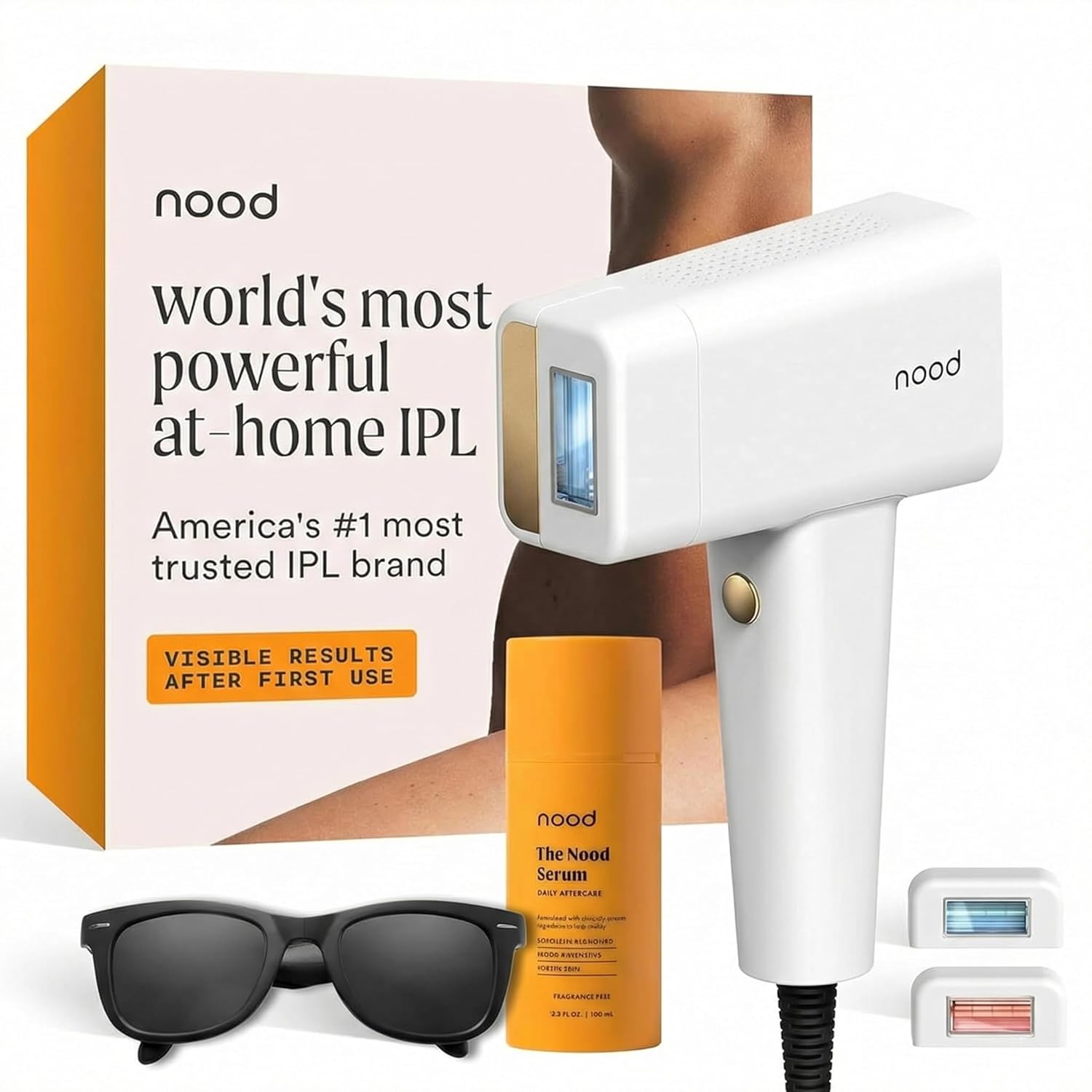 IPL laser hair removal device in gloss white with included slow-grow serum for at-home hair removal — view 1