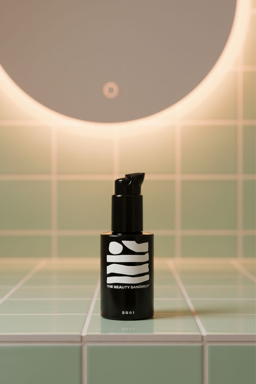 Warm golden rosehip and sea buckthorn oil serum in 30ml amber glass bottle, apothecary-style skincare — view 3
