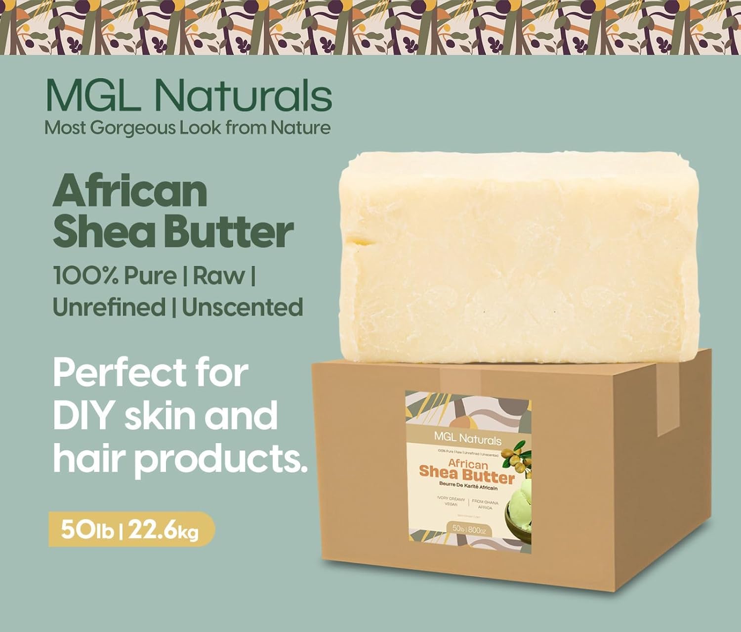 100% pure unrefined shea butter in ivory, bulk size for skincare and hair care — view 2