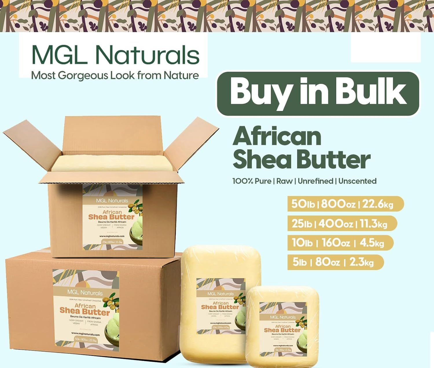 100% pure unrefined shea butter in ivory, bulk size for skincare and hair care — view 4