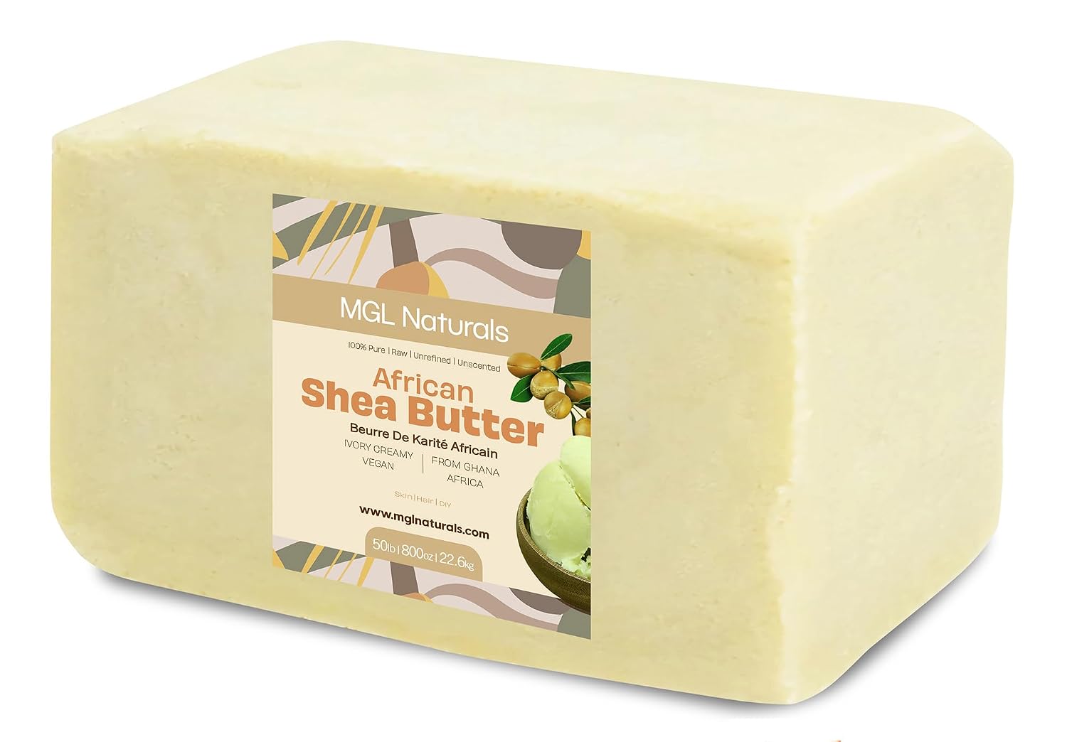 100% pure unrefined shea butter in ivory, bulk size for skincare and hair care — view 2