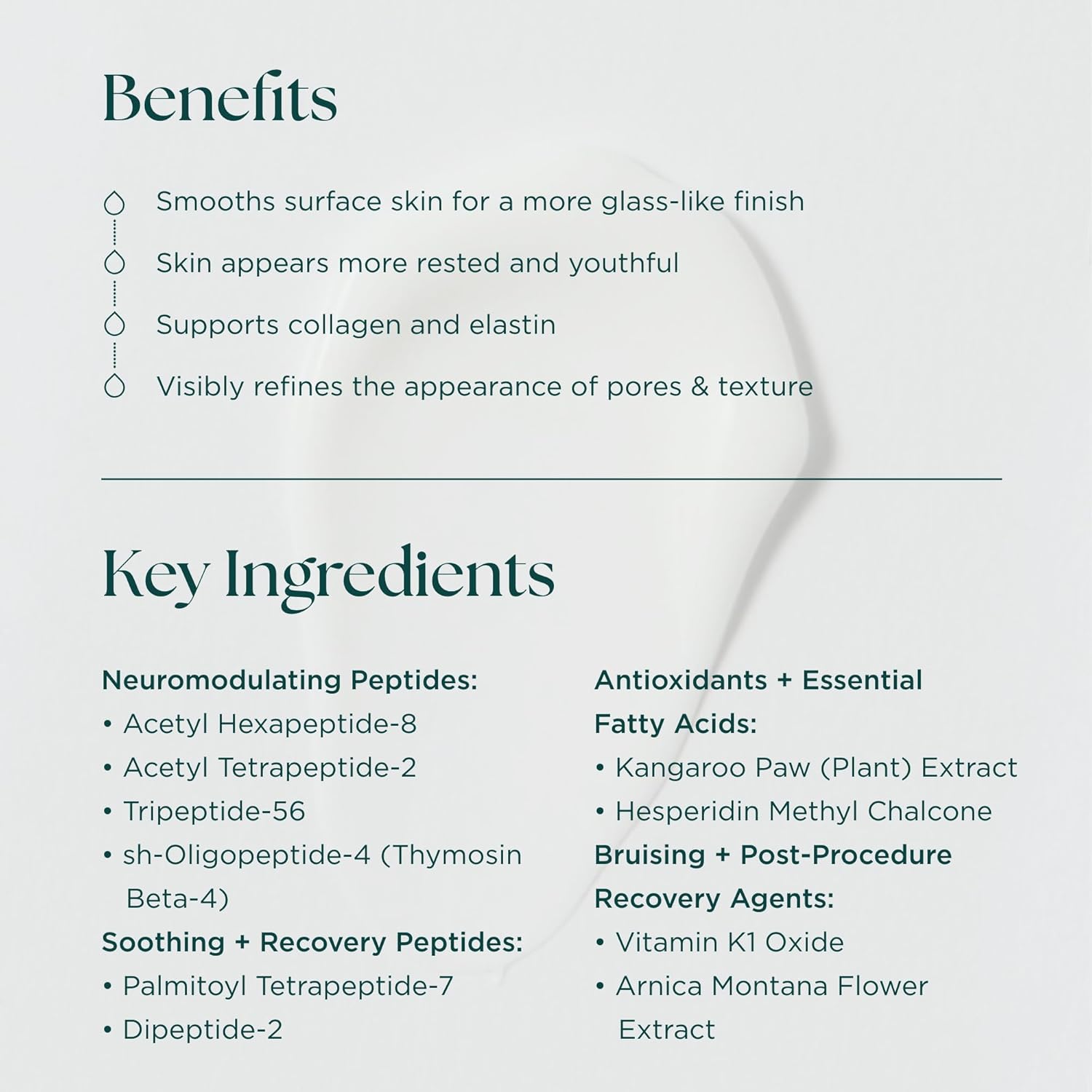 Peptide-powered face serum in neutral apothecary bottle for poreless, glass-smooth skin — detail